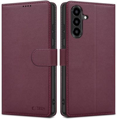 Këllëf portofol 4Kom Tech-Protect për Samsung Galaxy A26 5G A17 4G 5G, lëkurë eco, funksion qëndrimi, burgundy i kuq