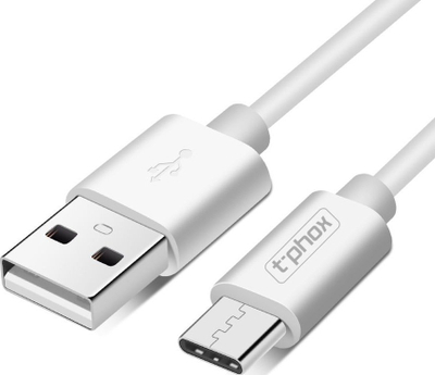 Kabllo karikimi T-phox Exceed USB C, 1m, 3A, e bardhë