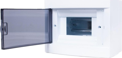 Kuti elektrike sipërfaqësore, 1x6 module, derë e tejdukshme, e bardhë
