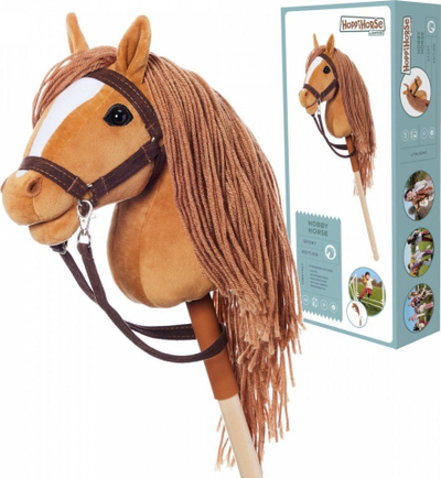 Lodër kalë mbi shufër Tootiny HOPPIHORSE A4, pelush, me frerë, ngjyrë gështenje
