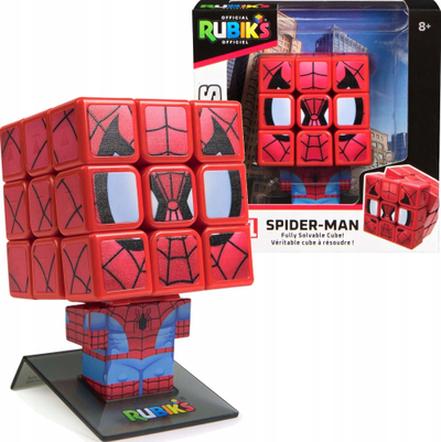 Lojë Rubik Spin Master Rubiks Cubers Spider Man, kub 3x3, figurë për zbukurim, shumëngjyrësh