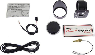 Orë matëse temperature vaji DEPO WA CLOCK 60mm, për makinë, e zezë