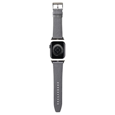 Rrip ore Karl Lagerfeld KLAWMSAKLHPG për Apple Watch 38/40/41mm, lëkurë Saffiano Monogram, ngjyrë argjendi