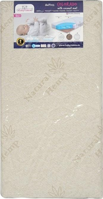 Детски душек BABYMATEX Coco Hemp, 120x60x12 cm, цврст, со кокосови и конопени влакна