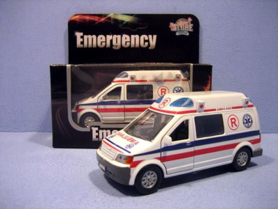 Lodër ambulancë HIPO HKG003P, metal, me dritë edhe zë, e bardhë