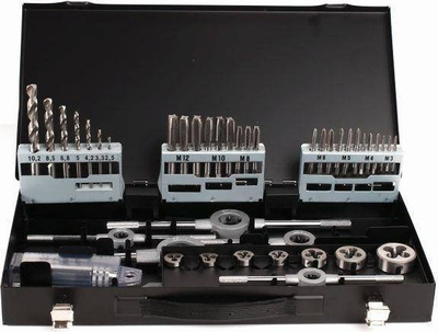 Set tapa dhe filiera Abraboro M3 M12, HSS G, 45 pjesë