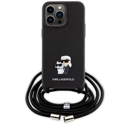 Mbrojtëse telefoni Karl Lagerfeld KLHCP15XSAKCPSK, për iPhone 15 Pro Max 6.7", hardcase, me rrip, e zezë