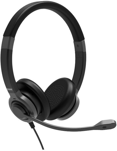 Kufje me mikrofon Port Designs 912001, USB, ENC, të zeza
