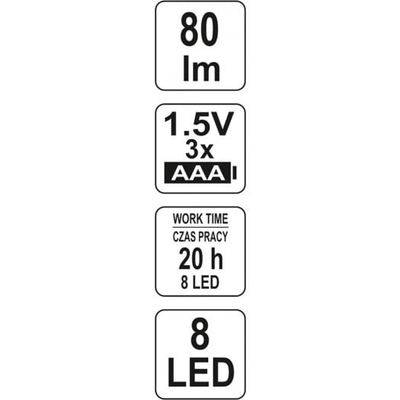 Dritë inspektimi LED Yato YT-08514, 8 LED, me magnet, me bateri AAA