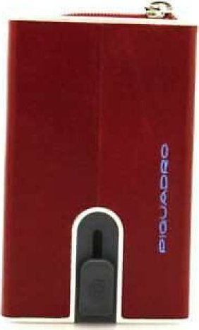 Portofol kartash Piquadro Blue Square PP5359B2R, me sistem rrëshqitës, me xhep me zinxhir, i kuq