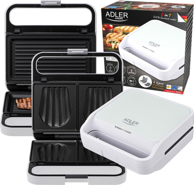 Toster sanduiçesh Adler AD 3070W, pllakë standarde, 700W, i bardhë