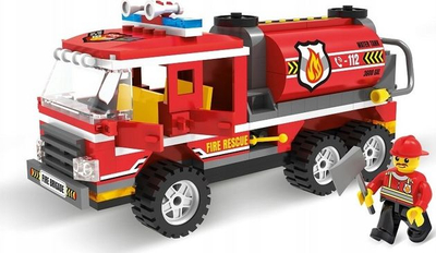 Играчка коцки Blocki MyFireBrigade Tanker Truck, 213 делови, противпожарен камион, црвен