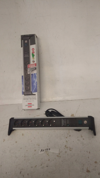 Shirit elektrik Brennenstuhl Alu-Office-Line, me 6 dalje, me mbrojtje nga mbingarkesa, i zi