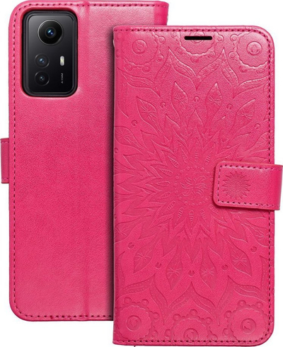 Kabull telefon Mezzo Book për Xiaomi Redmi Note 12S, me portofol, me mandala, ngjyrë magenta