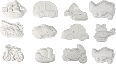 Set kreativ pikturimi Paint Gypsum Vehicles, figura gipsi me mjete transporti, bojëra edhe furça, shumëngjyrësh