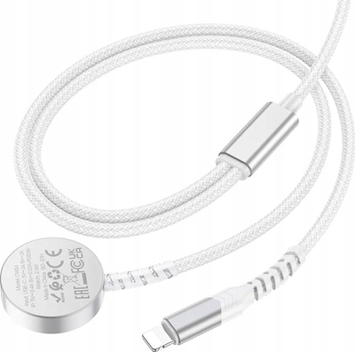 Kabllo karikimi 2 në 1 Hoco CWS, USB-C në Lightning, Apple Watch, e bardhë