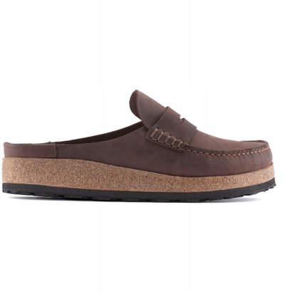 Kapuç BIRKENstock Naples, lëkurë nubuck e vajosur, shollë kork latex, kafe