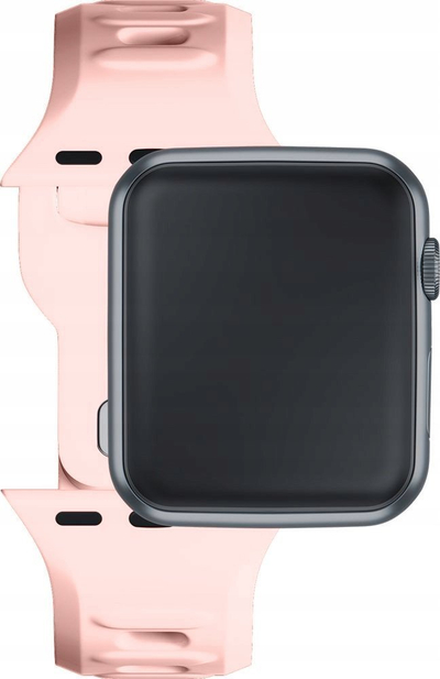 Rrip ore 3mk Silicone për Apple Watch, 42 44 45 49 mm, silikon, rozë puder