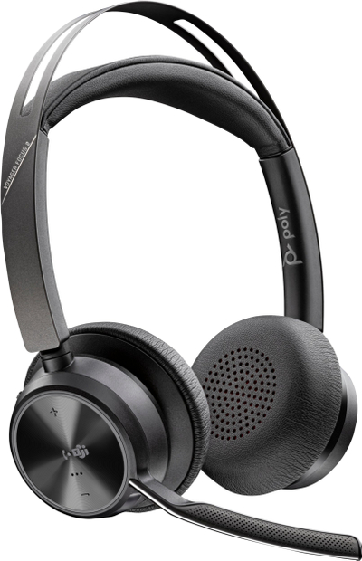 Kufje wireless Poly Voyager Focus 2-M, USB-C, ANC, me stacion karikimi, të zeza