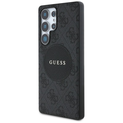 Mbrojtëse telefoni Guess 4G Round Patch MagSafe, për Samsung Galaxy S25 Ultra, e zezë