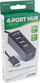 Hub USB InLine 2.0 me 4 porta, USB C në 4x USB A, kabllo 15cm, i zi