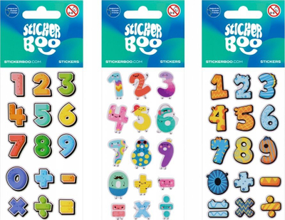 Налепници со броеви STARPAK Sticker Boo 534611, 7x18cm, повеќебојни