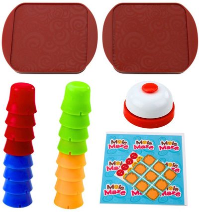 Loja edukative Mole Maze 2in1, kupa me ngjyra, Tic Tac Toe, shumengjyrëshe