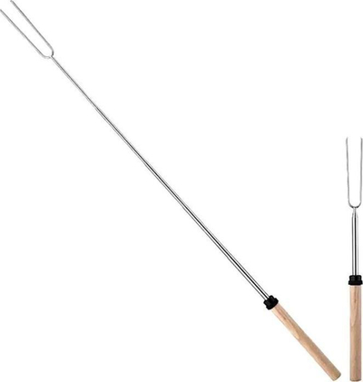 Pirun teleskopik për grill Gonga, 82 cm, çelik inoks, me dorezë druri