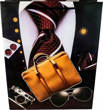 Qese dhuratash për burra Gift Bag M, 26x32x10 cm, dizajn i përzier, shumëngjyrëshe
