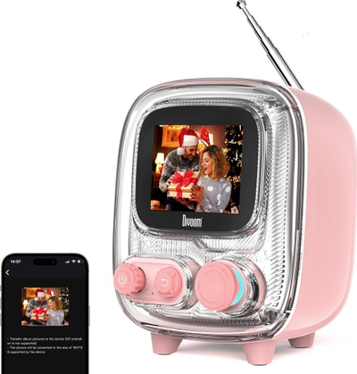 Altoparlant Bluetooth Divoom Tiivoo 2, me ekran LED, me radio FM, rozë