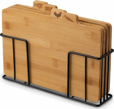 Set dërrasa prerëse KonigHOFFER Cedar, bambu, 4 copë, me mbajtëse metalike