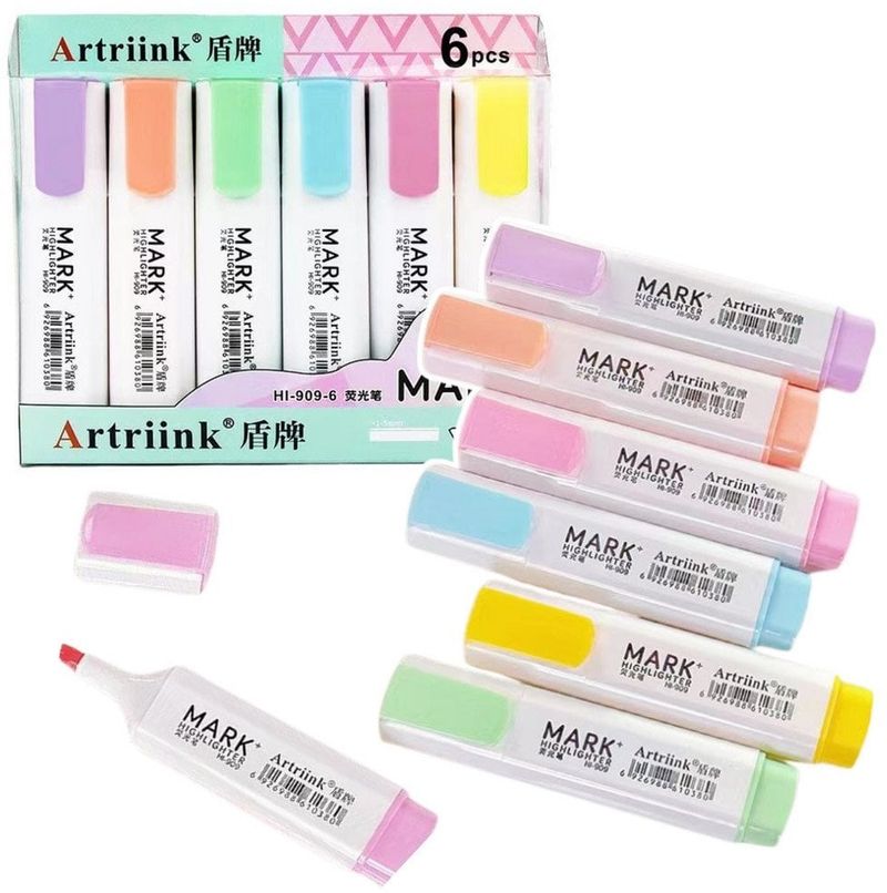 Set markera pastel Fibracolor, 6 copë, 15.5x13.5x2.5cm, shumëngjyrëshe