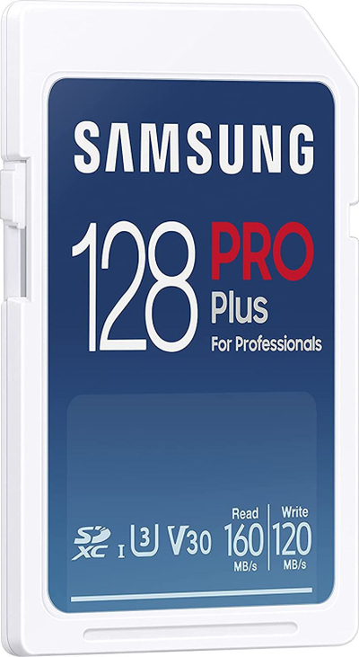 Kartë memorie Samsung PRO Plus SDXC, 128GB, U3 V30, e bardhë