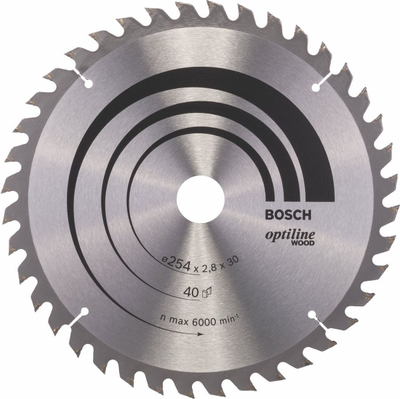 Teh rrethor Bosch Optiline Wood 2608640443, 254x30x2.8mm, 40 dhëmbë, për dru