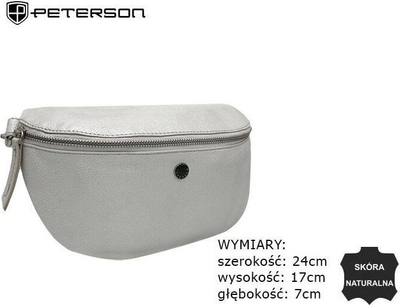 Çantë beli Peterson PTN 28301 SD, lëkurë natyrale, me rrip që rregullohet, ngjyrë argjendi