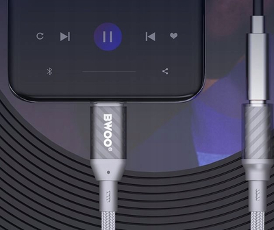 Adapter audio Somostel BWOO BZ65, USB C në 3.5mm, kabllo 18 cm, gri