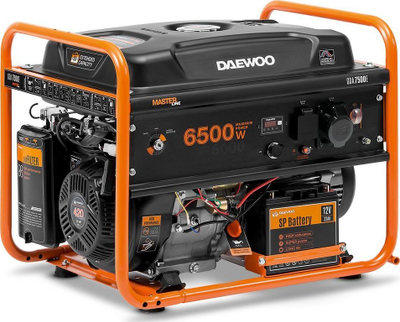 Gjenerator benzine Daewoo GDA 7500E, 6500W, 12V, portokalli me të zezë