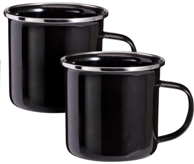 Set gotash kampingu Redcliffs Camping Mug, 2 copa, 350 ml, të zeza