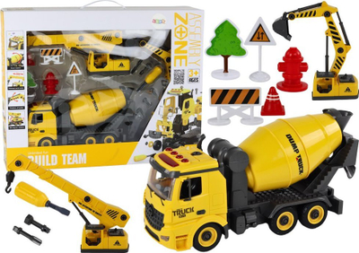 Set lodrash ndërtimi Leantoys Construction Vehicles for Screwing, 1:12, me dritë edhe zhurmë, shumëngjyrësh