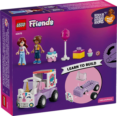 Set ndërtimi LEGO Friends Unicorn Car for Cake Delivery 42675, për fëmijë, shumëngjyrësh
