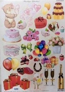 Fletë dekori 3D Lana Livre, die cut, temë ditëlindje, shumëngjyrëshe