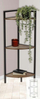 Raft këndor Home and Styling për shumë punë, me 3 kate, 23.5 x 23.5 x 76 cm, metal edhe dru, i zi