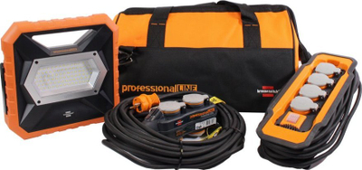 Set drite pune Brennenstuhl ProfessionalLINE X 4000 MA, prozhektor LED me bateri, zgjatues 15 m, portokalli me të zezë