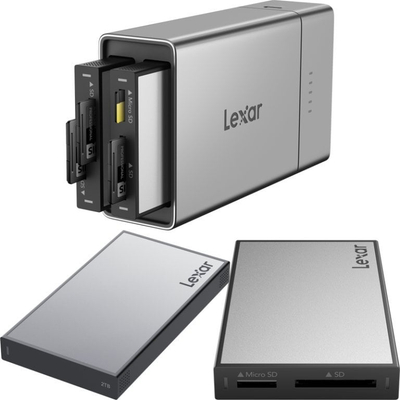 Stacion portativ Lexar Professional Workflow Go I, lexues SD microSD, SSD 2TB, gri