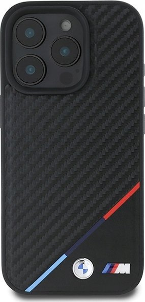 Kllëf telefoni BMW M Carbon Tricolor Line, MagSafe, për iPhone 16 Pro Max, i zi