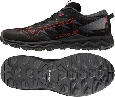 Atlete trail running Mizuno Wave Daichi 7 GTX, GORE-TEX, me shollë Michelin, të zeza