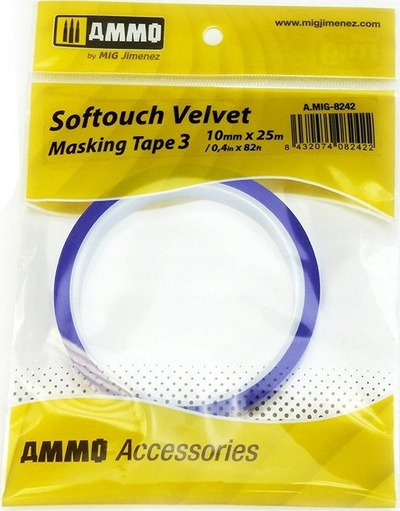Shirit maskues Ammo Mig 8042 Softouch Velvet, 10mm, 25m, i verdhë