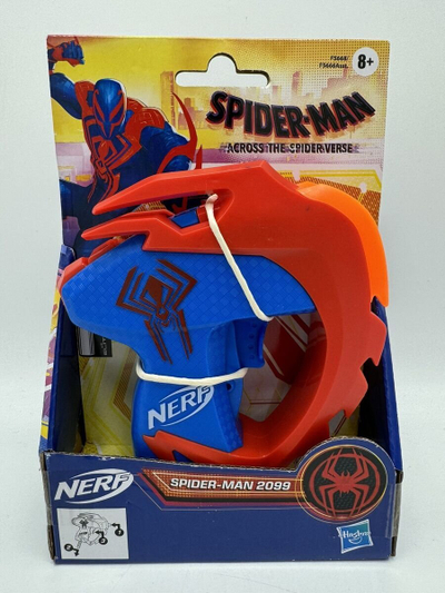Lodër blaster Nerf MicroShots Spider-Man 2099, me fishekë shkumë, blu e kuqe