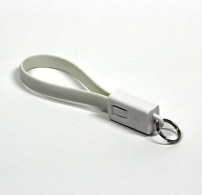 Kabllo USB Logo USB A në microUSB, varëse çelësash, e bardhë