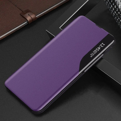 Këllëf telefoni Hurtel Eco Leather View, për Samsung Galaxy A72 4G, tip libër me mbajtëse, vjollcë
